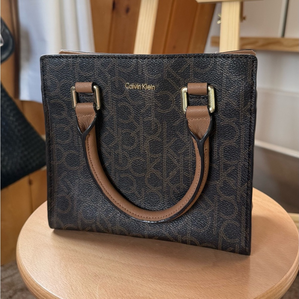 Calvin Klein Black and Brown Satchel
